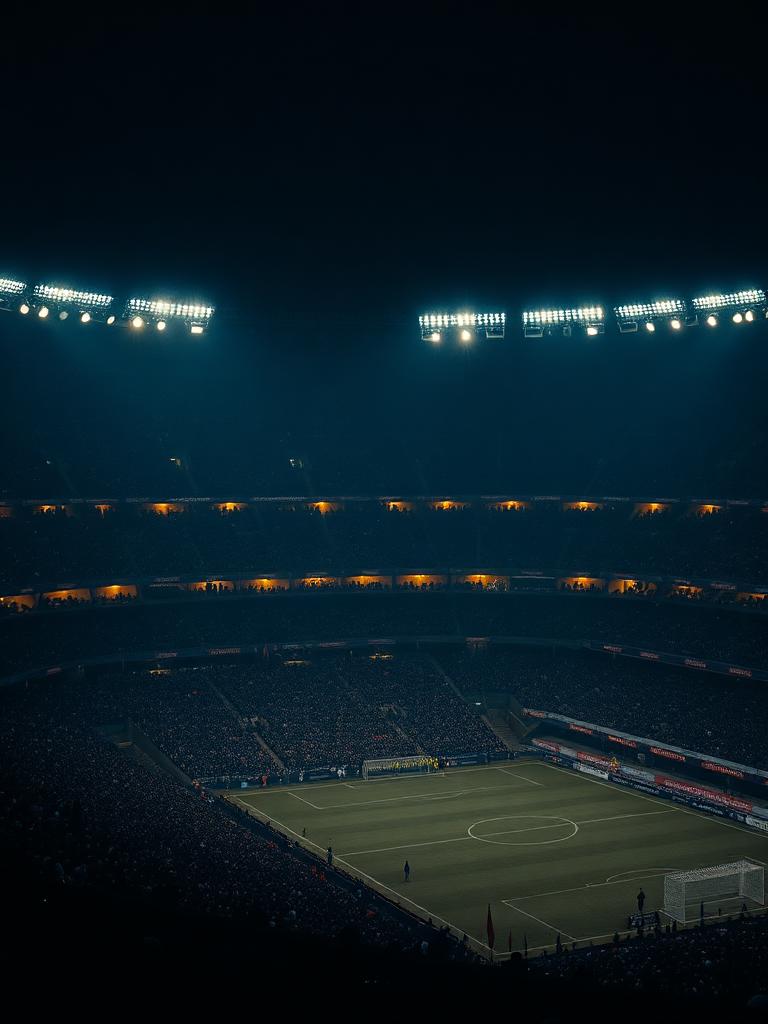 Illustrative image of a packed stadium under floodlights