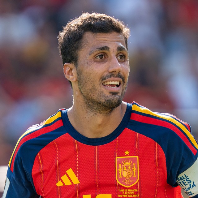 Portrait photograph of the footballer Rodri